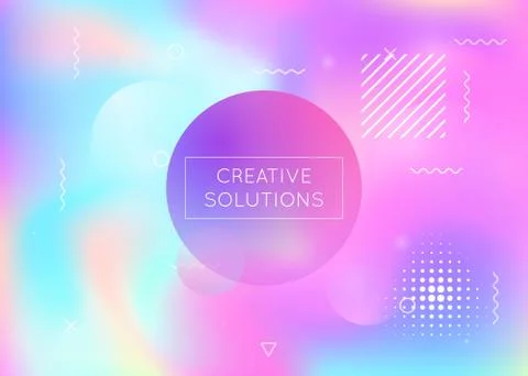 Fluid shapes background with liquid dynamic elements. Holographi Stock Illustration