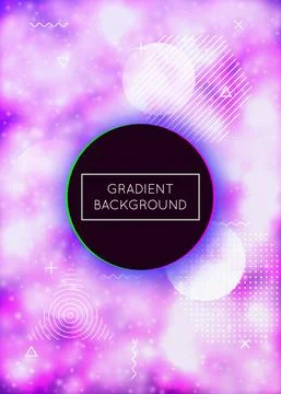 Fluid shapes cover with liquid dynamic background. Neon bauhaus Stock Illustration