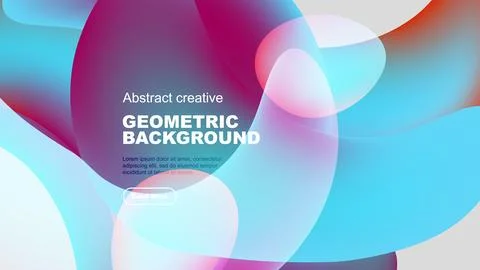 Fluid shapes overlap, creating vibrant abstract background. Text block present, Stock Illustration
