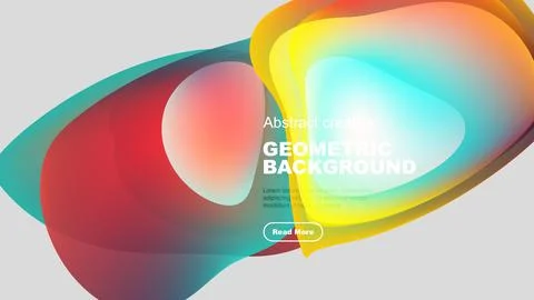 Fluid shapes overlap, creating vibrant abstract composition. Text block present Stock Illustration