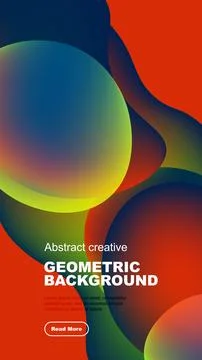 Fluid shapes overlap, creating vibrant gradients. Dark background emphasizes Stock Illustration