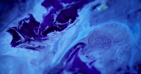 Fluid splash paint flow cold blue acrylic ink wave Stock Footage 278181573