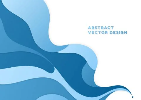 Fluid water wave flow layer paper cut design cyan pastel color Stock Illustration