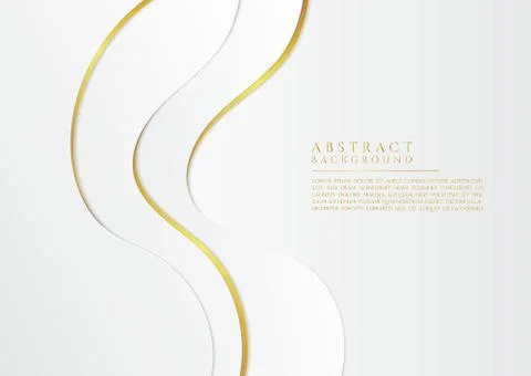 Fluid wave flow shape design overlap layer white and gold luxury concept Stock Illustration