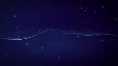 A fluid wave-like pattern of glowing blue-white dots moves across the frame Stock Footage 340678270