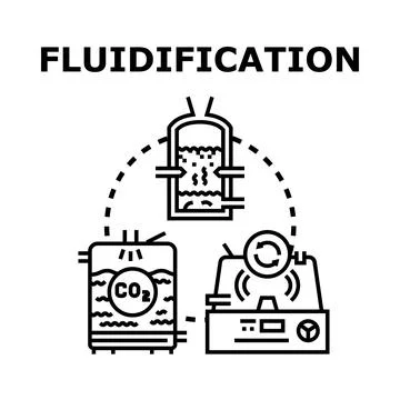 Fluidification process working with gas and particles Stock Illustration