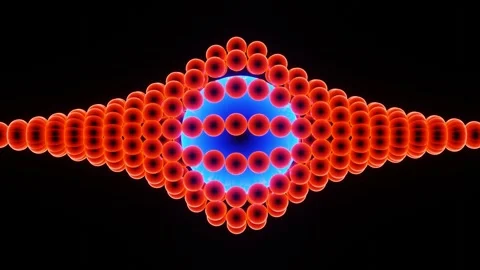 Fluidity of orange balls around a blue sphere, VJ DJ Loops Stock Footage 273138379