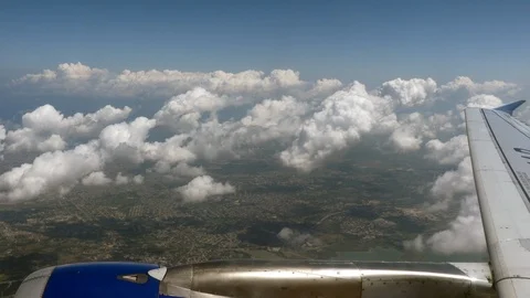 Fluing over Mexico coast line clouds sunny day Stock Footage 88550234