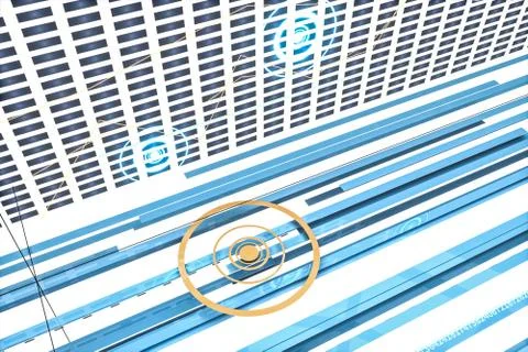 Fluorescent background, geometry of data, 3d rendering. Stock Illustration