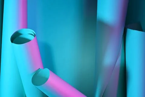 Fluorescent background of paper rolls Foto stock