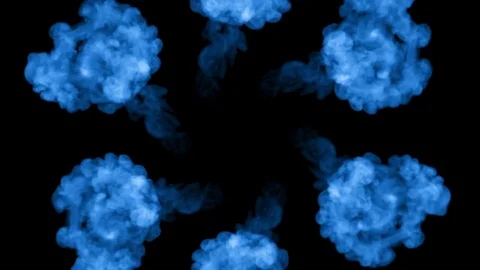 Fluorescent blue ink or smoke forming star, isolated on black in slow motion Stock Footage