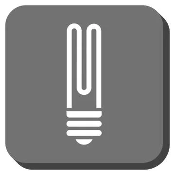 Fluorescent Bulb Rounded Square Glyph Icon Stock Illustration