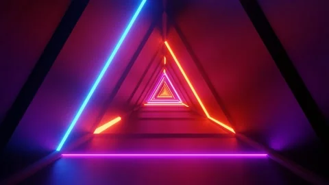 Fluorescent changing light in a trilateral space 4k uhd 3d rendering vj loop Stock Footage 160524499