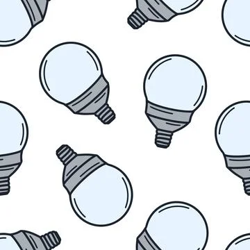 Fluorescent cold lightbulbs seamless pattern Stock Illustration