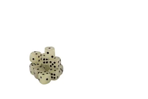 Fluorescent dice on white background Stock Photos
