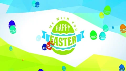 Fluorescent egg with script we wish you happy easter between abstract shape Stock-Footage 130602636