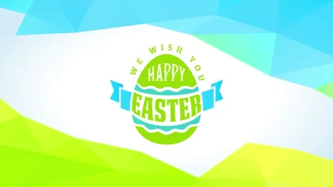 Fluorescent egg with text we wish you happy easter between abstract triangle Stock Footage 130602367