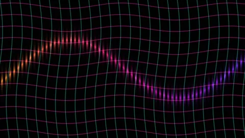 Fluorescent Glitch Grid Background Seamless Loop Stock Footage 341820207