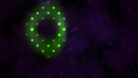 Fluorescent green ring with yellow dots on dark background. Stock Footage 337459702