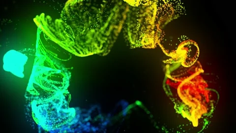Fluorescent ink change color. Injection of glow ink in water on black background Video stock 134186953