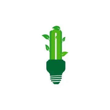 Fluorescent lamp with leaf vector illustration Stock Illustration
