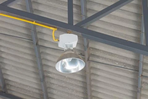 Fluorescent lamp on the modern ceiling Stock Photos