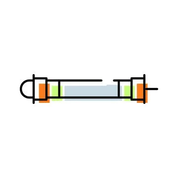 Fluorescent light bulb linear vector illustration icon Stock Illustration