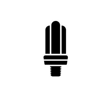 Fluorescent Light Bulb Solid Flat Vector Icon Isolated on White Background Stock Illustration