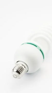 Fluorescent light bulb on white background Stock Photos