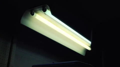 Fluorescent Lights Flicking on With Sound  Stock Footage 56589302