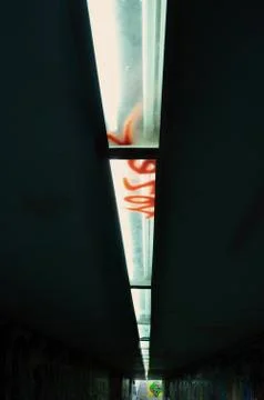 Fluorescent lights underpass Stock-Fotos