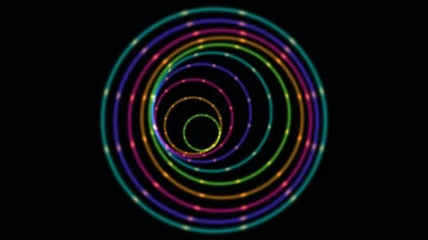 Fluorescent mandala tunnel animation creates dynamic Stock Footage 342379888