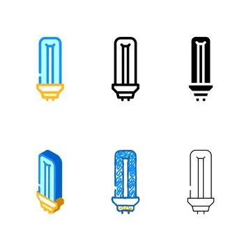 Fluorescent minimal light bulb color icon vector Stock Illustration