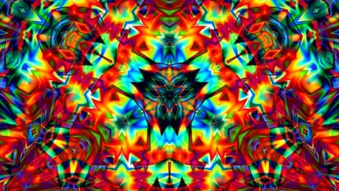Fluorescent Neon Color Blurred Mandala Complex Pattern Loop Stock Footage