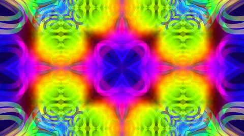 Fluorescent Neon Mandala Abstract Pattern Background Kaleidoscope Illustrazione stock