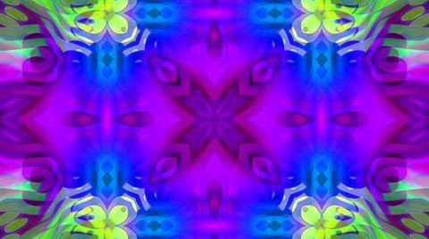 Fluorescent Neon Mandala Abstract Pattern Background Kaleidoscope Illustrazione stock