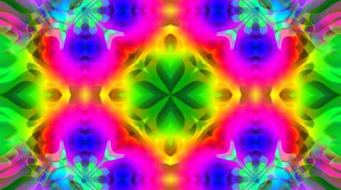 Fluorescent Neon Mandala Abstract Pattern Background Kaleidoscope Stock Illustration