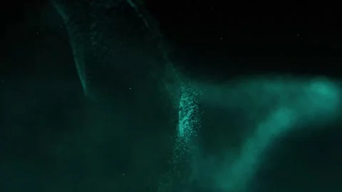 Fluorescent particles, dynamic flow of liquid. Trendy liquid cover design. Stockbeeldmateriaal 246754719