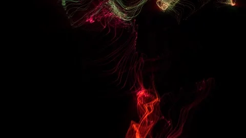 Fluorescent particles fly in the liquid. 3D ink effect of absorption. Stock Footage 249258027