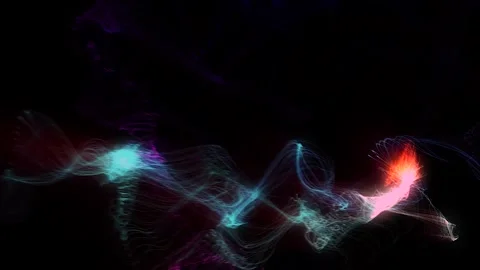 Fluorescent particles move in the liquid stream in slow motion. Stock Footage 249257973