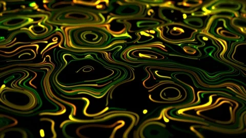 Fluorescent patterns background with glowing yellow and green neon swirls Stock Footage 276665594