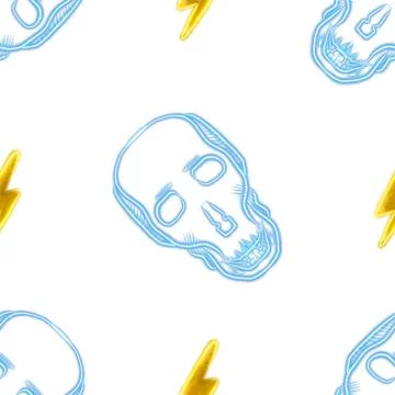 A fluorescent skull with thunders Stock Illustration