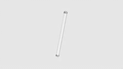 Fluorescent Tube Rotating on a Transparent Background. Seamless Loop. 4K Stock Footage 307906853