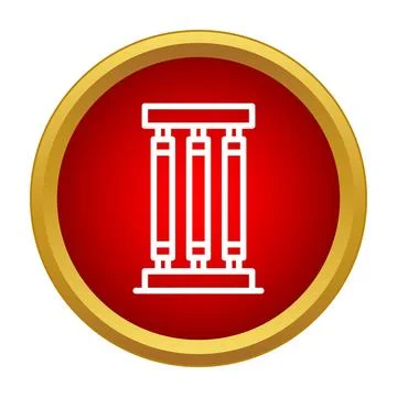 Fluorescent tubes icon on red circle background Stock Illustration