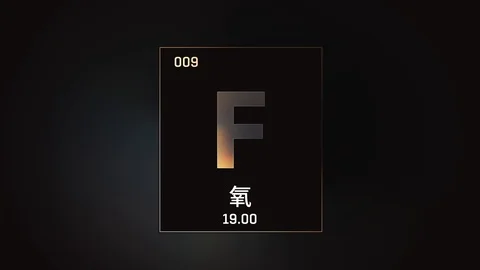 Fluorine as Element 9 of the Periodic Table 3D animation on grey background 스톡 동영상 126461471