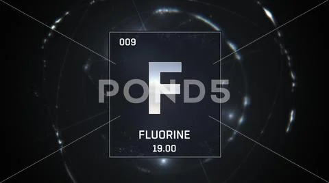 Fluorine as Element 9 of the Periodic Table 3D animation on silver ...