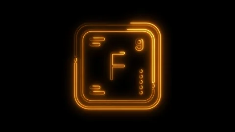 Fluorine element glowing neon periodic table chemistry science education go.. Stock Footage 308459931