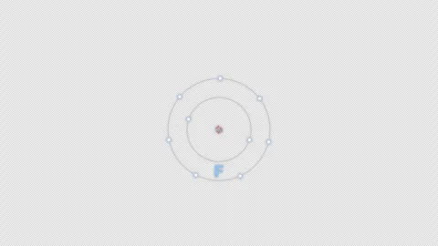 Fluorine F Bohr Atom Model Clean No Text Animation Video Overlay Alpha 4K Видео 339371572