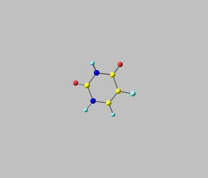 Fluorouracil molecule isolated on grey Illustrazione stock