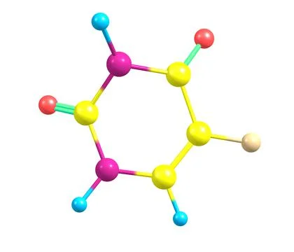 Fluorouracil molecule isolated on white Stock Illustration